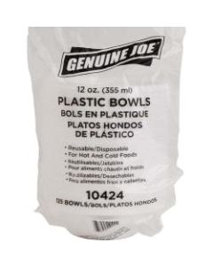 Genuine Joe Reusable/Disposable 12 Oz. Plastic Bowls, White, Pack Of 125