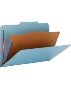 Smead Classification Folders, With SafeSHIELD Coated Fasteners, 1 Divider, 2in Expansion, Legal Size, 50% Recycled, Blue, Box Of 10