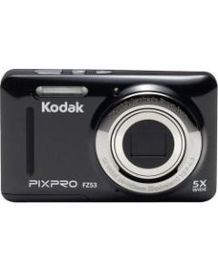 Kodak PIXPRO FZ53 16.2 Megapixel Compact Camera - Black - 1/2.3in Sensor - Autofocus - 2.7inLCD - 5x Optical Zoom - 6x Digital Zoom - Digital (IS) - 4608 x 3456 Image - 1920 x 1080 Video - HD Movie Mode
