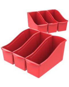 Storex Book Bins, Medium Size, Red, Pack Of 6