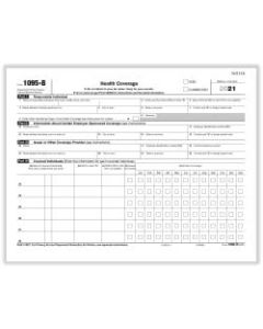 ComplyRight 1095-B Tax Forms, IRS Copy of Health Coverage, Laser, 8-1/2in x 11in, Pack Of 25 Forms