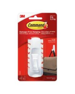 3M Command Utility Removable Plastic Hooks, Large, White