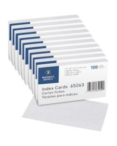 Business Source Ruled White Index Cards - Front Ruling Surface - Ruled - 72 lb Basis Weight - 5in x 8in - White Paper - 500 / Box