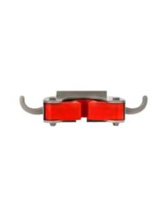 Alpine Wall-Mounted 2-Hook Mop And Broom Holder, 1-1/2inH x 4-5/8inW x 2inD, Red/Gray
