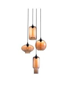 Zuo Modern Lambie Ceiling Lamp, 19-7/10inW, Amber Glass Shade/Rust-Color Metal