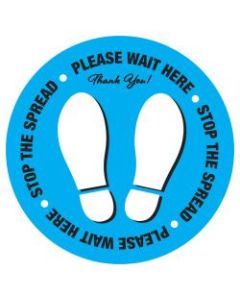 Alliance Stop The Spread Social Distancing Floor Decals, 12in Round, Blue, Pack Of 25 Decals