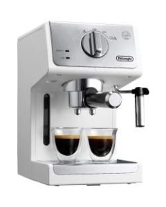 DeLonghi Manual Espresso Machine, Cappuccino Maker - White - ECP3220W - 1100 W - 15 bar - Water Filter - 1.10 gal - White - Stainless Steel, Plastic