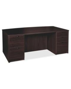 Lorell Prominence 2.0 Bowfront Double Pedestal Desk, 72inW x 42inD, Espresso