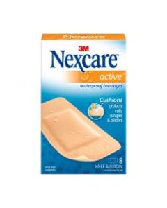 3M Nexcare Extra Cushion Knee/Elbow Bandages, 1 7/8in x 4in, Pack Of 8