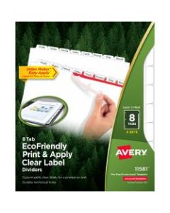 Avery 100% Recycled EcoFriendly Index Maker Clear Label Dividers, 8 1/2in x 11in, White, 8 Tabs Per Set, 5 Sets Per Pack