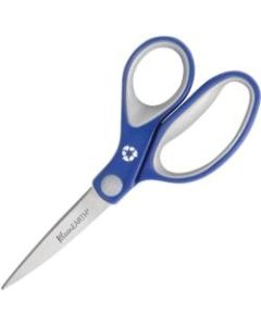 Westcott KleenEarth Soft Handle Scissors - 2.25in Cutting Length - 7in Overall Length - Straight - Stainless Steel - Pointed Tip - Blue/Gray - 1 Each