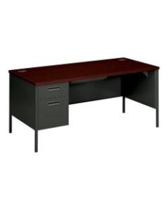 HON Metro Classic Left Pedestal Desk, Mahogany, Charcoal