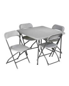 Work Smart 5-Piece Folding Table & Chair Set, Gray