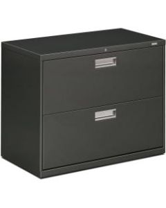 HON 600 36inW Lateral 2-Drawer Standard File Cabinet With Lock, Metal, Charcoal