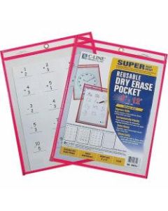 C Line Reusable Dry-Erase Pocket , 8 1/2in x 11in, Red, Box Of 30