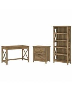 Bush Furniture Key West 48inW Writing Desk With 2-Drawer Lateral File Cabinet And 5-Shelf Bookcase, Reclaimed Pine, Standard Delivery