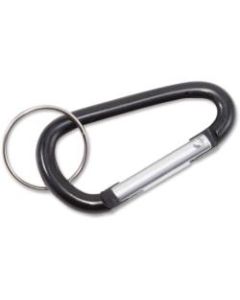 Advantus Split Key Ring Carabiner Key Ring - Aluminum - 10 / Pack - Black