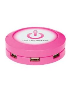 ChargeHub X7 7-Port USB SuperCharger Super Value Pack, Round, Pink, CRGRD-SVP-X7-005