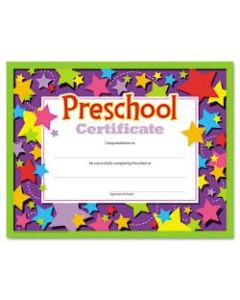 TREND Colorful Classic Preschool Certificates, 8 1/2in x 11in, Assorted Colors, Pack Of 30