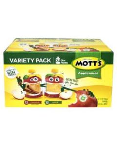 Motts Applesauce Variety Pack, 4 Oz, Pack Of 24 Pouches
