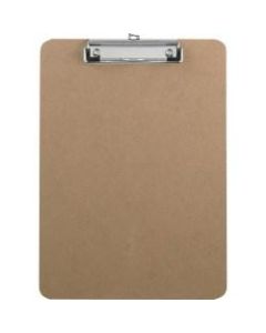 Business Source Flat Clip Hardboard Clipboard - 8 1/2in x 11in - Hardboard - Brown - 1 Each