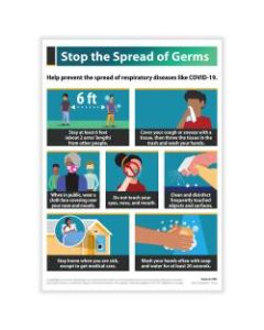 ComplyRight Coronavirus And Health Safety Poster, Stop The Spread Of Germs, English, 10in x 14in