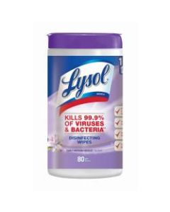Lysol Disinfecting Wipes, Early Morning Breeze Scent, 8in x 8in, Canister Of 80