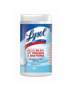 Lysol Disinfecting Wipes, Crisp Linen Scent, 8in x 8in, Canister Of 80