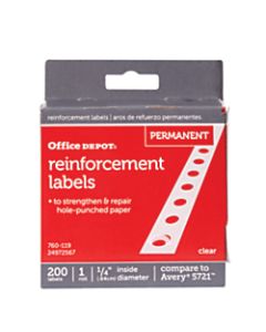 Office Depot Brand Permanent Self-Adhesive Reinforcement Labels, 1/4in Diameter, Clear, Pack Of 200