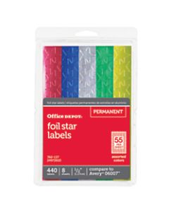 Office Depot Brand Foil Stars, 1/2in Diameter, Assorted Colors, Pack Of 440