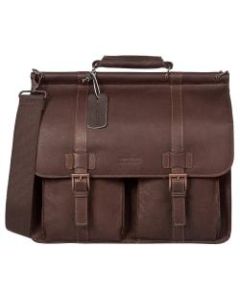 Kenneth Cole Reaction Colombian Leather Dowel Rod Portfolio With 15in Laptop Pocket, Brown