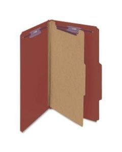 Smead Classification Folders, Pressboard With SafeSHIELD Fasteners, 1 Divider, 2in Expansion, Legal Size, 60% Recycled, Red, Box Of 10