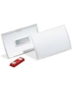 DURABLE CLICK FOLD Convex Magnetic Name Badge Holder - 2-1/8in x 3-5/8in - Plastic - Transparent - 10 / Box