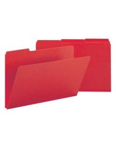 Smead 1/3-Cut Color Pressboard Tab Folders, Legal Size, 50% Recycled, Bright Red, Box Of 25