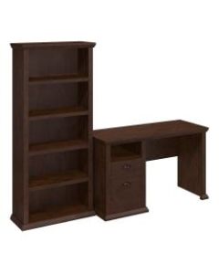 Bush Furniture Yorktown 50inW Home Office Desk And 5-Shelf Bookcase, Antique Cherry, Standard Delivery