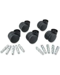 Master Mfg. Co Deluxe Futura Non-Hooded Carpet Caster Set - Includes 5 wheels and 10 stems; 5 each: 7/16in Dia. x 7/8in Long and 3/8in Dia. x 7/8in Long, 120 lbs./Caster, Matte Black Finish
