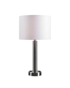 Kenroy Home Hemlock Table Lamp With 2 Outlets, 21inH, Brushed Steel
