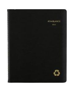 AT-A-GLANCE Recycled Weekly/Monthly Planner, 8-1/4in x 11in, Black, 75% Recycled, January To December 2022, 70950G05