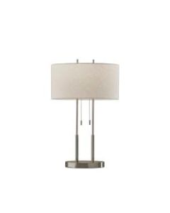Adesso Duet Table Lamp, 27inH, Ivory Shade/Brushed Steel Base