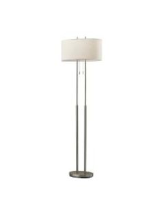 Adesso Duet Floor Lamp, 64inH, Ivory Shade/Brushed Steel Base