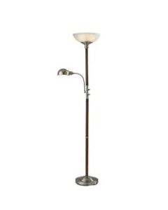Adesso Lexington 300W Combo Floor/Reading Lamp, 71inH, Frosted White Shade/Brushed Steel Base