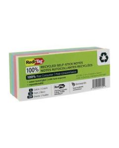 Redi-Tag FSC Certified 100% Recycled Self-Stick Notes, 1 1/2in x 2in, Assorted Pastel Colors, 100 Sheets Per Pad, Pack Of 12 Pads
