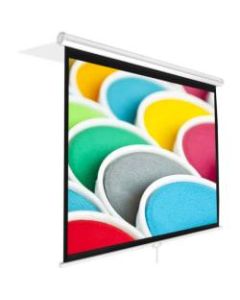 PyleHome PRJSM9406 84in Manual Projection Screen - Front Projection - Matte White - 50.3in x 67.3in - Ceiling Mount, Wall Mount