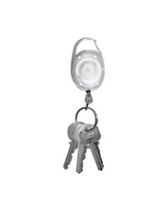 Tatco Reel Key Chain With Carabiner, 30in, Chrome/Clear, Pack Of 6