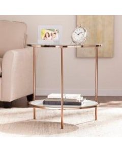Southern Enterprises Risa End Table, Round, Metallic Gold/White