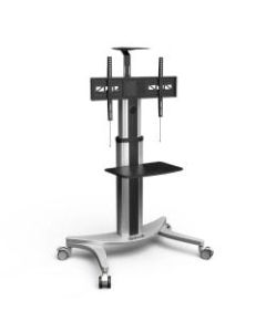Loctek P2 2-Shelf Height-Adjustable Aluminum TV Cart, 59inH x 32-1/2inW x 13inD, Silver
