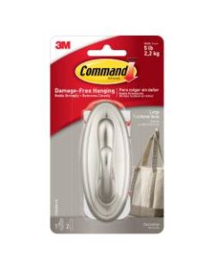 Command Large Brushed Nickel Hook, Damage-Free, Brushed Nickel, Pack of 1 Hook, 2 Strips