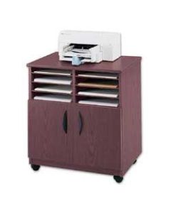 Safco Mobile Machine Stand With Sorter, 30 1/2inH x 28 1/8inW x 19 3/4inD, Mahogany