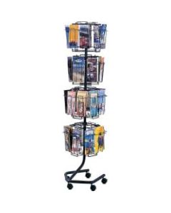 Safco 32-Pocket Wire Rotary Brochure Literature Rack, 60inH x 15inW x 15inD, Charcoal