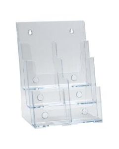 Azar Displays 3-Tier 6-Pocket Plastic Trifold Brochure Holder, 13-1/4inH x 9-1/4inW x 6inD, Clear